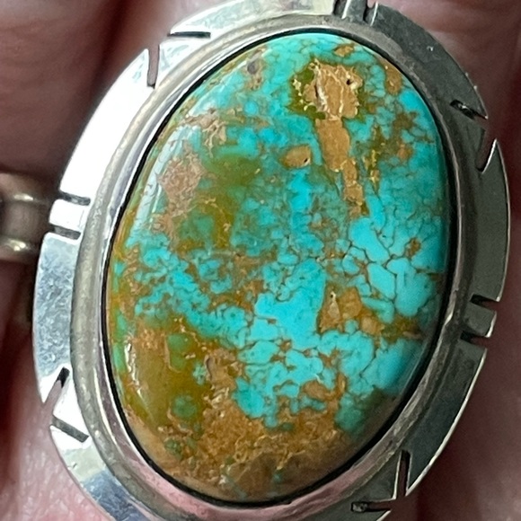 Native American High Grade Mountain Turquoise Ring Signed Sz6 almost 9g - Picture 2 of 15